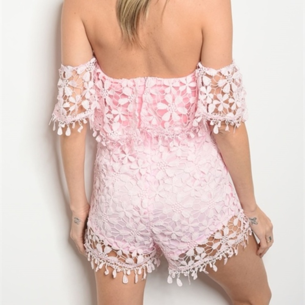 BABY PINK CROCHET ROMPER - Picture 2 of 2